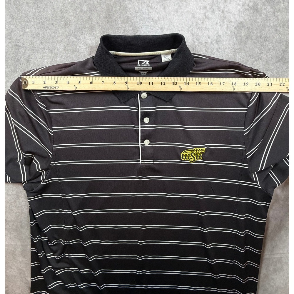 Cutter Buck Wichita State Shockers Mens XL Polo Shirt Black White Stripe DryTec - Picture 8 of 10